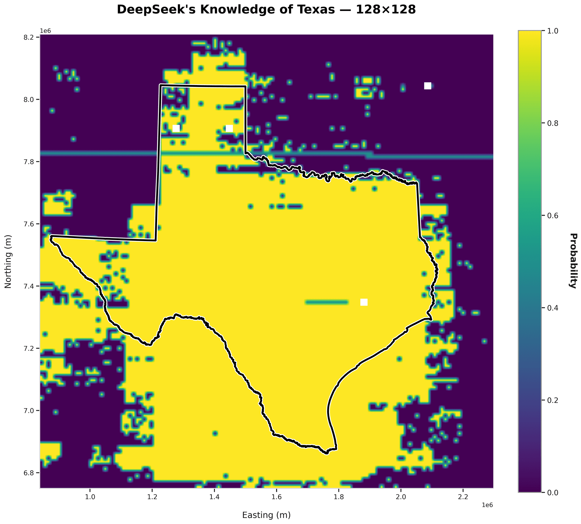 DeepSeek model's prediction of Texas borders